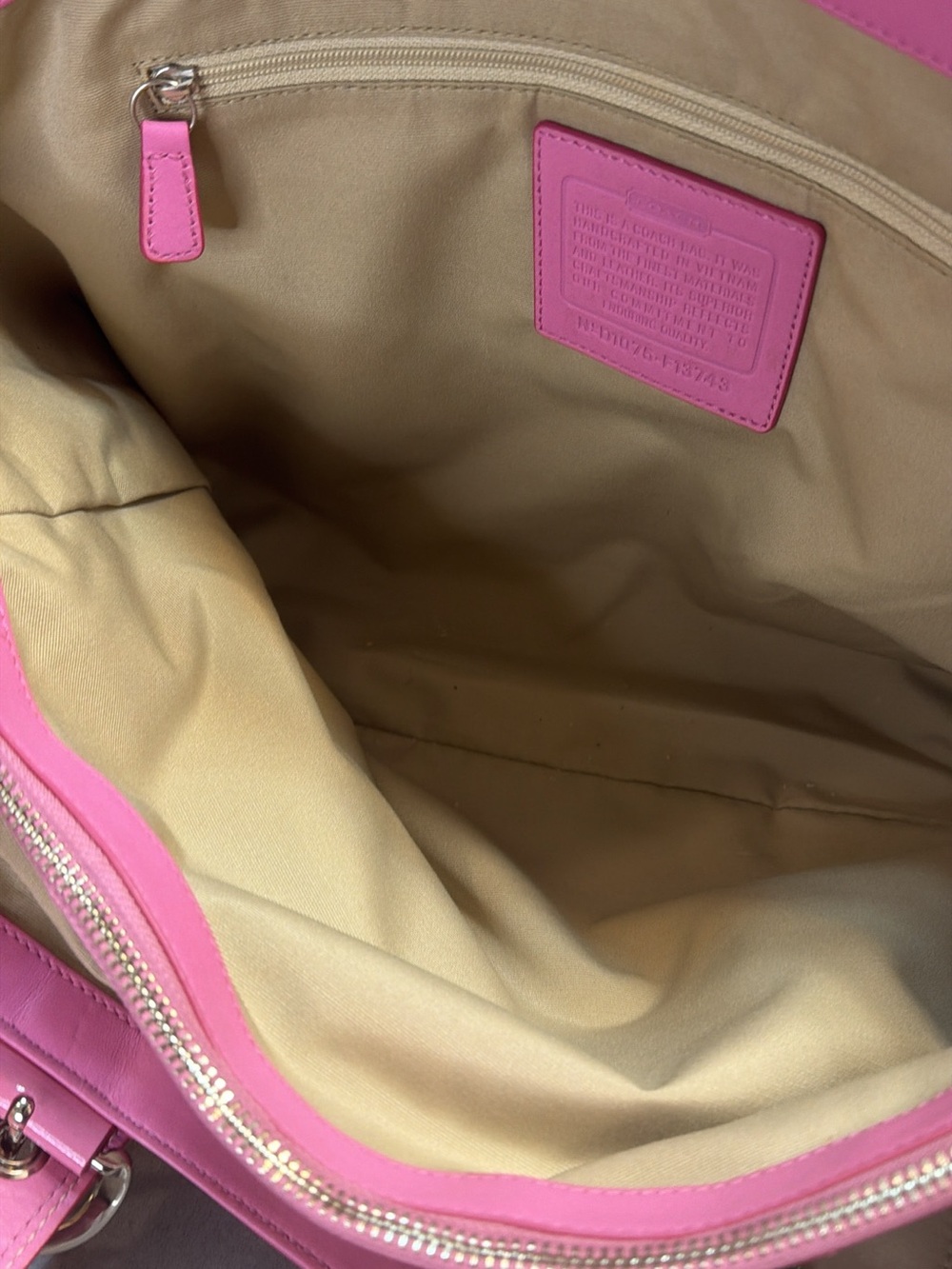 Coach Pink Signature Canvas Shoulder Tote with Patent Trim - Picture 2 of 3